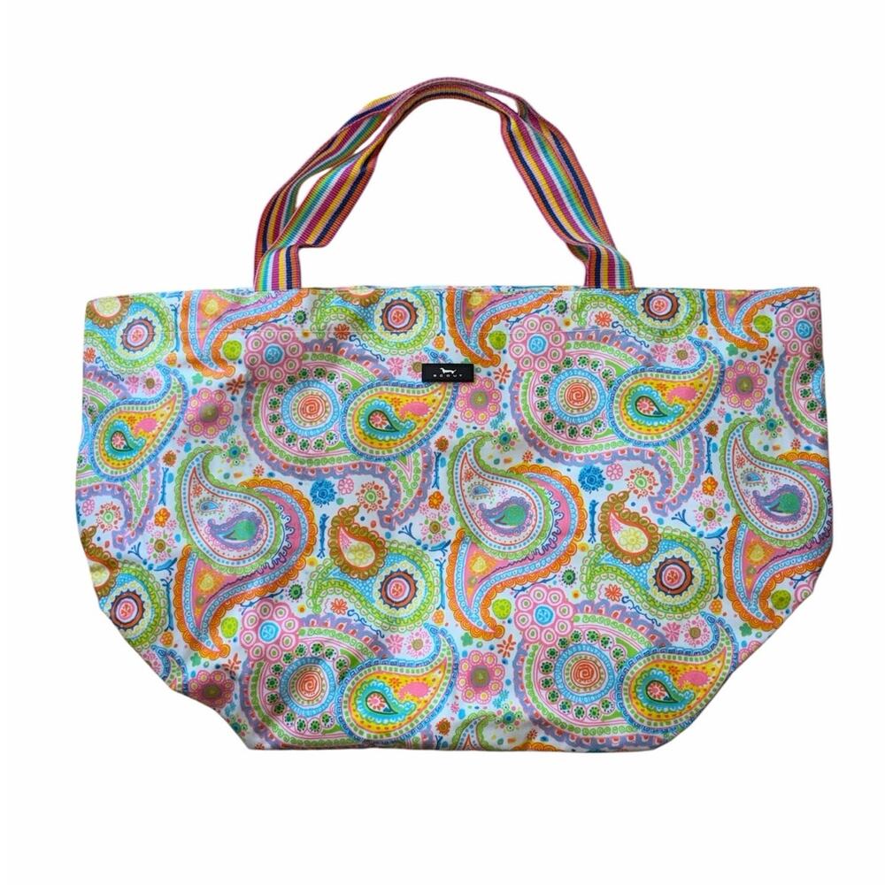 Scout Nylon Canvas Extra Large Tote Multi Color Rainbow Paisley Zip Top